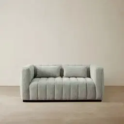 Storme Vintage Grey 2-Seater Chenille Fabric Sofa - Black Legs