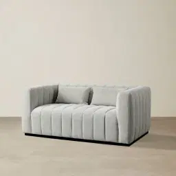 Storme Vintage Grey 2-Seater Chenille Fabric Sofa - Black Legs