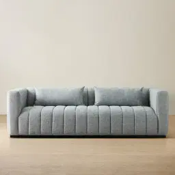 Storme Mid Grey Woven Fabric 3-Seater Sofa - Black legs 