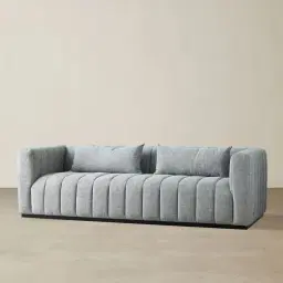 Storme Mid Grey Woven Fabric 3-Seater Sofa - Black legs 