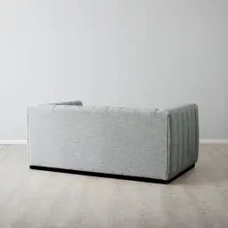 Storme Mid Grey Woven Fabric 2-Seater Sofa - Black legs 