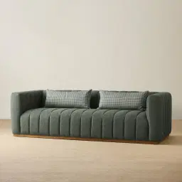 Storme Kombu Green 3-Seater Fabric Sofa - Brown Legs