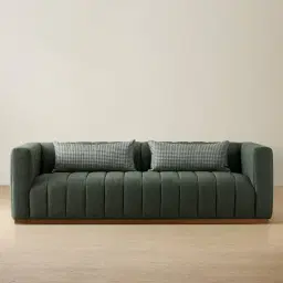 Storme Kombu Green 3-Seater Fabric Sofa - Brown Legs