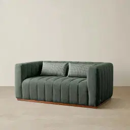 Storme Kombu Green 2-Seater Fabric Sofa - Brown Legs