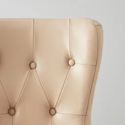 Viktor Sand Beige Vegan Leather Dining Chair - Gold Lionhead Pull