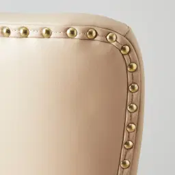 Viktor Sand Beige Vegan Leather Dining Chair - Gold Lionhead Pull