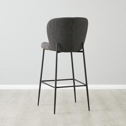 Hailey Cosmos Black Woven Fabric Bar Stool - Black Metal Legs