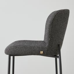Hailey Cosmos Black Woven Fabric Bar Stool - Black Metal Legs