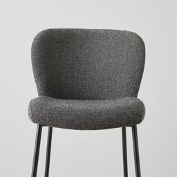 Hailey Cosmos Black Woven Fabric Bar Stool - Black Metal Legs