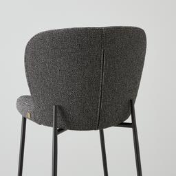 Hailey Cosmos Black Woven Fabric Bar Stool - Black Metal Legs