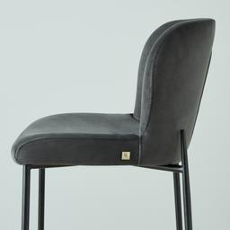 Hailey Charcoal Velvet Bar Stool - Black Metal Legs 