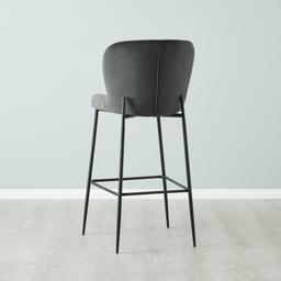 Hailey Charcoal Velvet Bar Stool - Black Metal Legs 