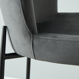 Hailey Charcoal Velvet Bar Stool - Black Metal Legs 