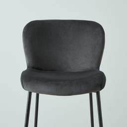 Hailey Charcoal Velvet Bar Stool - Black Metal Legs 