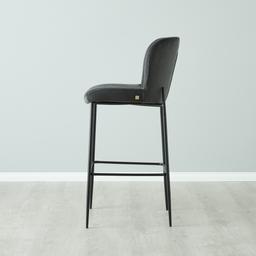 Hailey Charcoal Velvet Bar Stool - Black Metal Legs 