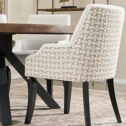 Errol Light Grey and Vanilla Boucle Patterned Dining Chair