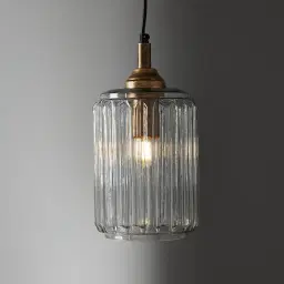 Anna Clear Glass Antique Gold Pendant - Small
