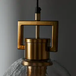 Workaday Clear Glass Satin Brass Link Pendant - Small