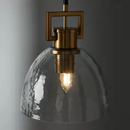 Workaday Clear Glass Satin Brass Link Pendant - Small