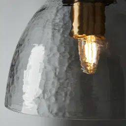 Workaday Clear Glass Satin Brass Link Pendant - Small