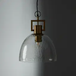 Workaday Clear Glass Satin Brass Link Pendant - Large