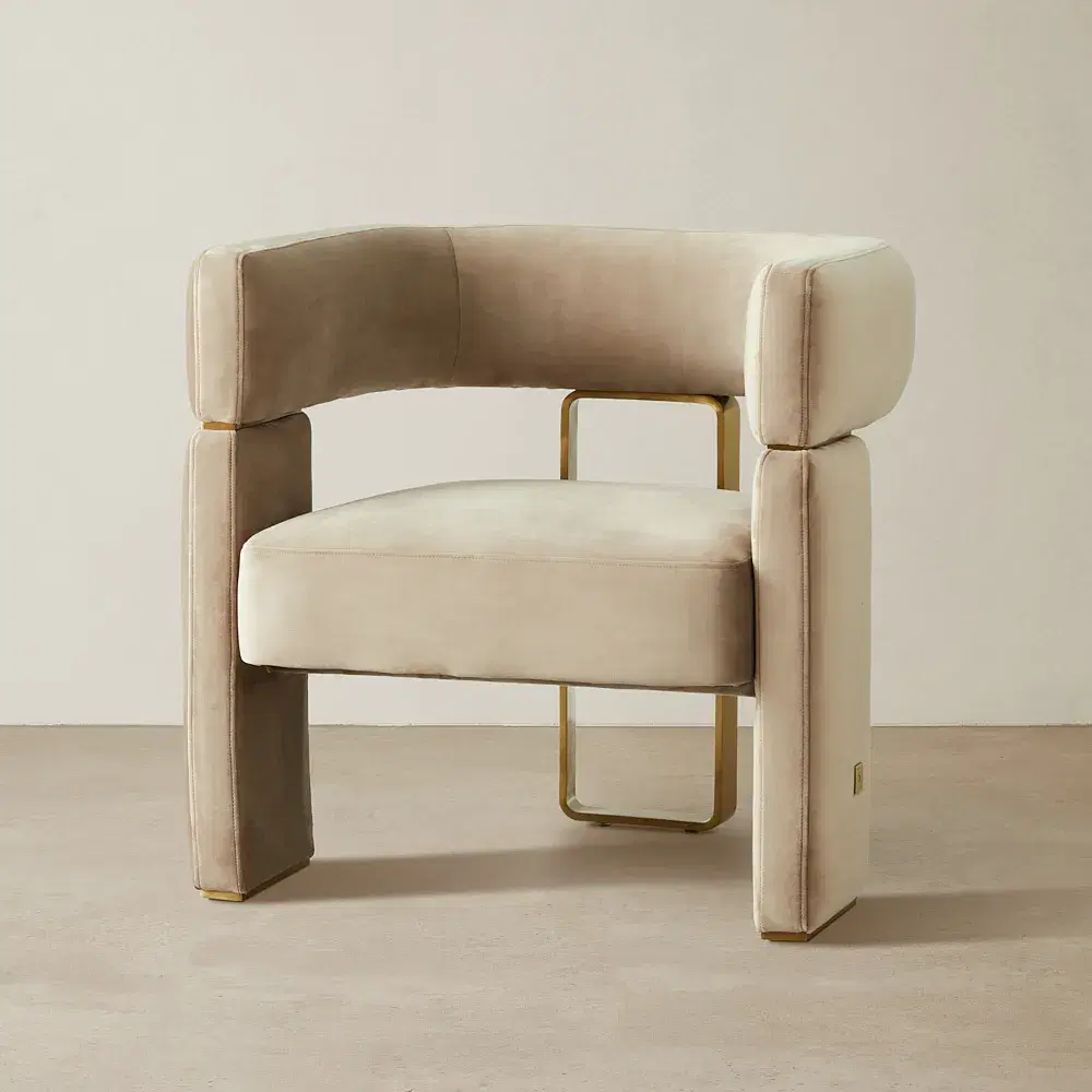 Daniella Beige Velvet Occasional Chair