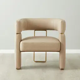 Daniella Sand Beige Vegan Leather Occasional Chair