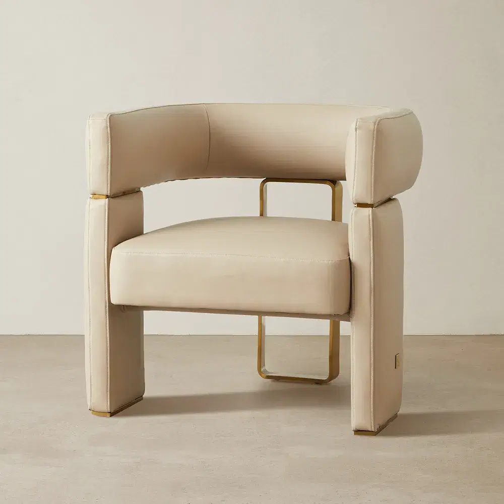 Daniella Sand Beige Vegan Leather Occasional Chair