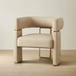 Daniella Sand Beige Vegan Leather Occasional Chair