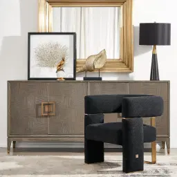 Daniella Black Woven Fabric Occasional Chair