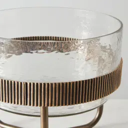 Iliana Corrugated Antique Gold Metal Bowl Decorative - Large