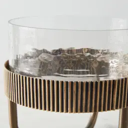 Iliana Corrugated Antique Gold Metal Bowl Decorative - Small