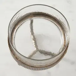 Iliana Corrugated Antique Gold Metal Bowl Decorative - Small