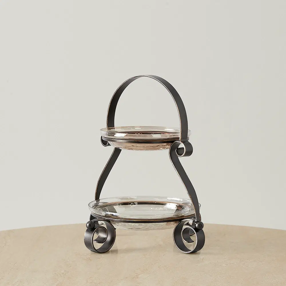 Abigail Gilded Dark Bronze 2-Tier Cake Stand