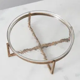 Giorgio Clear Glass Antique Gold Cross Platter