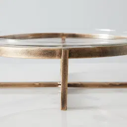 Giorgio Clear Glass Antique Gold Cross Platter