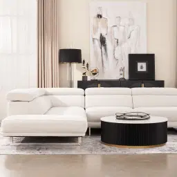 Albany Shadow White Woven Fabric Left Chaise Lounge