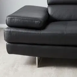 Lennox Black Leather 3-Seater Sofa