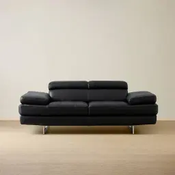 Lennox Black Leather 2-Seater Sofa