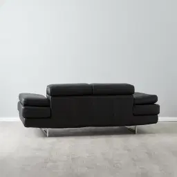 Lennox Black Leather 2-Seater Sofa
