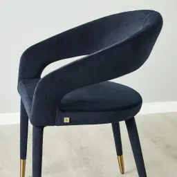 Moulin Midnight Navy Velvet Dining Chair - Brushed Gold Legs