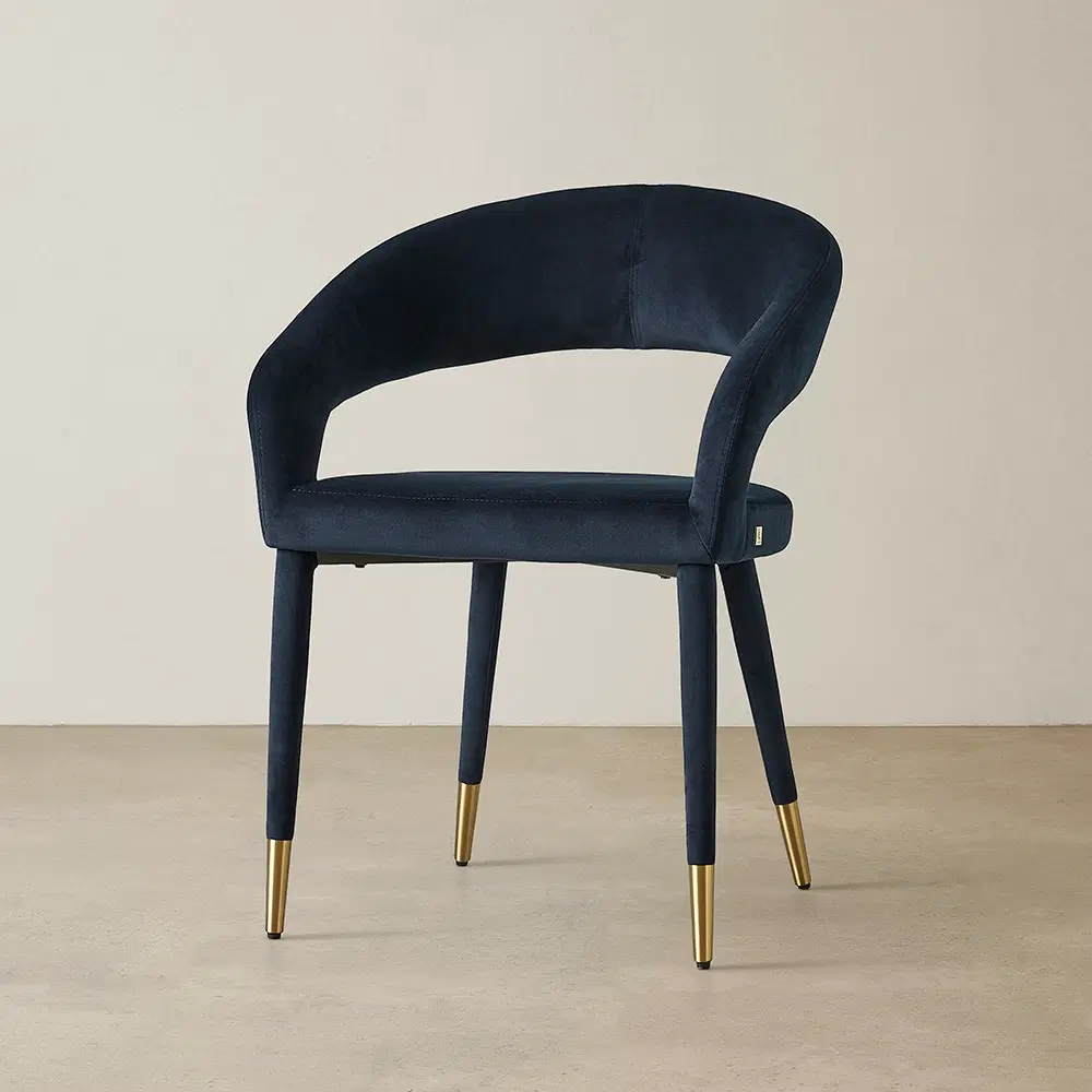 Moulin Midnight Navy Velvet Dining Chair - Brushed Gold Legs