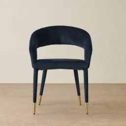 Moulin Midnight Navy Velvet Dining Chair - Brushed Gold Legs