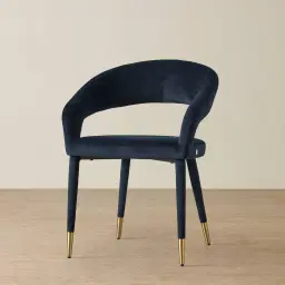 Moulin Midnight Navy Velvet Dining Chair - Brushed Gold Legs