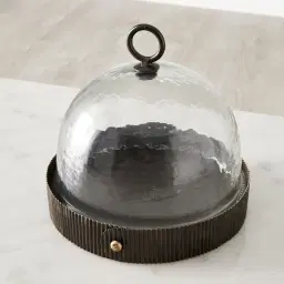 Candice Clear Glass Gilded Dark Bronze Corrugated Cloche