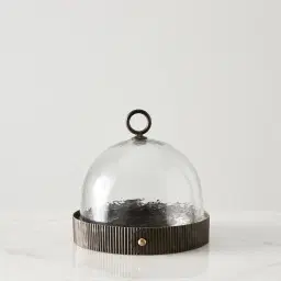 Candice Clear Glass Gilded Dark Bronze Corrugated Cloche