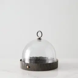 Candice Clear Glass Gilded Dark Bronze Corrugated Cloche