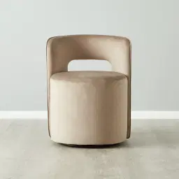 Sutton Beige Velvet Swivel Dining Chair