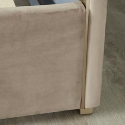 Jacques Beige Velvet Queen Bed - Brushed Champagne Gold Frame