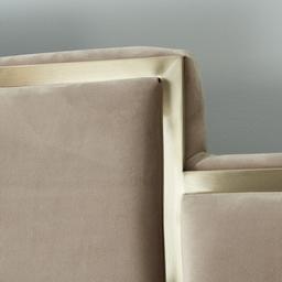 Jacques Beige Velvet Queen Bed - Brushed Champagne Gold Frame